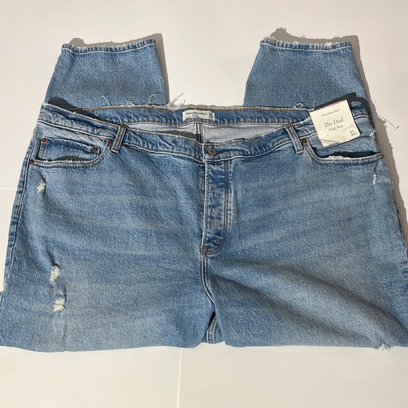 Abercrombie & Fitch The Dad High Rise denim jeans sz 24 short 37 plus distressed - Picture 1 of 10